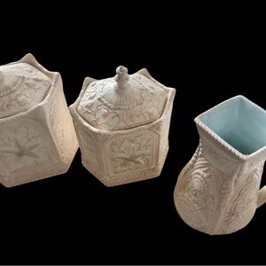 Intricate Cream Ceramic Canister Set